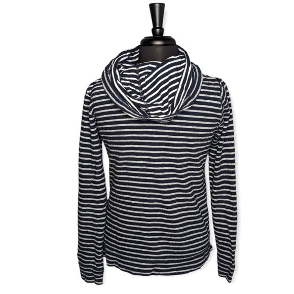 J Crew Cowl Neck Navy & White Striped Sweater/Hoodie Size Small - Picture 9 of 12